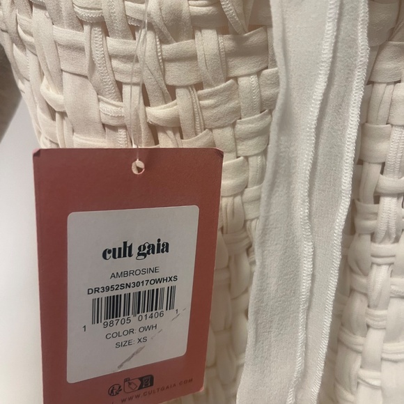 Cult Gaia Ambrosine White Woven Silk Dress Bridal - Picture 6 of 9